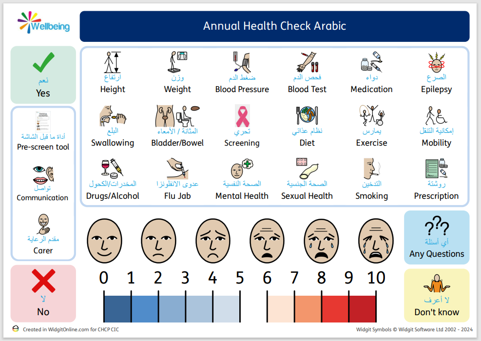 Annual health check reasonable adjustments - Arabic